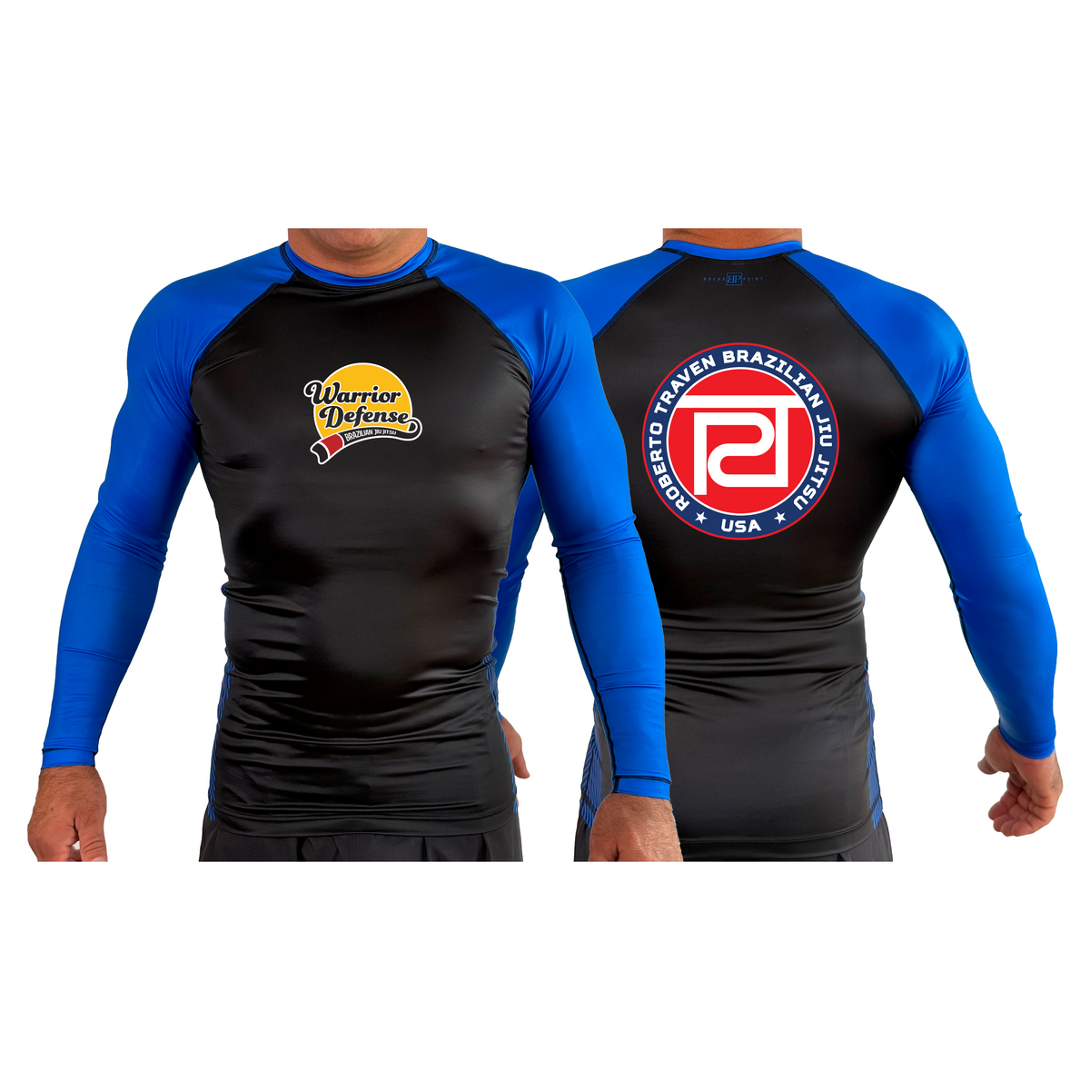 Warrior Defense BJJ All Black Ranked Long Sleeve Rash Guards #8161 C