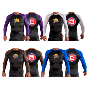 Warrior Defense BJJ All Black Ranked Long Sleeve Rash Guards #8161 C