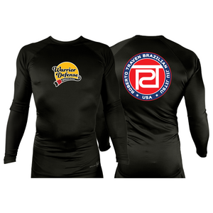 Warrior Defense BJJ All Black Rash Guards Long Sleeves #8161 C