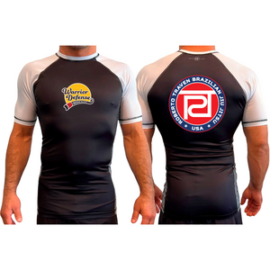 Warrior Defense BJJ All Black Ranked Short Sleeve Rash Guards #8161 C