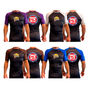 Warrior Defense BJJ All Black Ranked Short Sleeve Rash Guards #8161 C