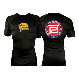 Warrior Defense BJJ All Black Rash Guards Short Sleeves #8161 C
