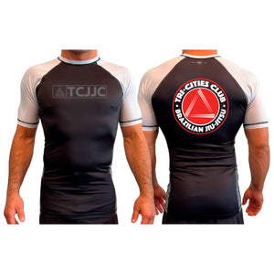 Tri Cities Jiu Jitsu Club All Black Ranked Short Sleeve Rash Guards #8162 B