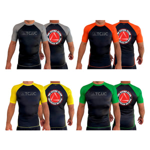 Tri Cities Jiu Jitsu Club All Black Ranked Short Sleeve Rash Guards #8162 B
