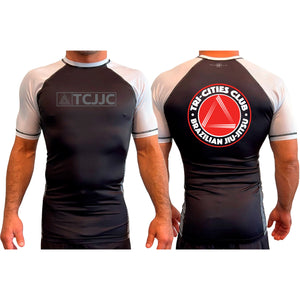Tri Cities Jiu Jitsu Club All Black Ranked Short Sleeve Rash Guards #8162 B