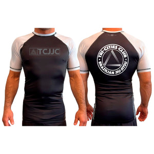 Tri Cities Jiu Jitsu Club All Black Ranked Short Sleeve Rash Guards #8162 C