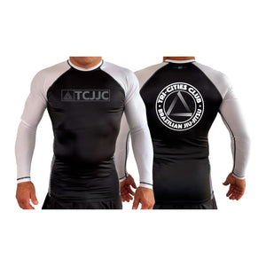 Tri Cities Jiu Jitsu Club All Black Ranked Long Sleeve Rash Guards #8162 C