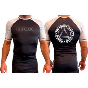 Tri Cities Jiu Jitsu Club All Black Ranked Short Sleeve Rash Guards #8162 C