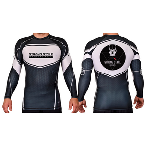 Strong Style MMA Academy Rash Guards Black/White #8163 A