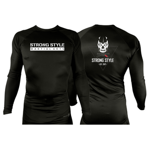 Strong Style MMA All Black Rash Guards Long Sleeves #8163 A