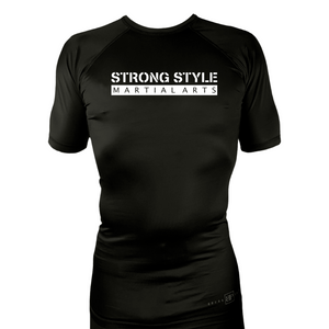Strong Style MMA All Black Rash Guards Short Sleeves #8163 A