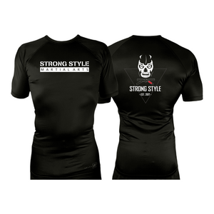 Strong Style MMA All Black Rash Guards Short Sleeves #8163 A