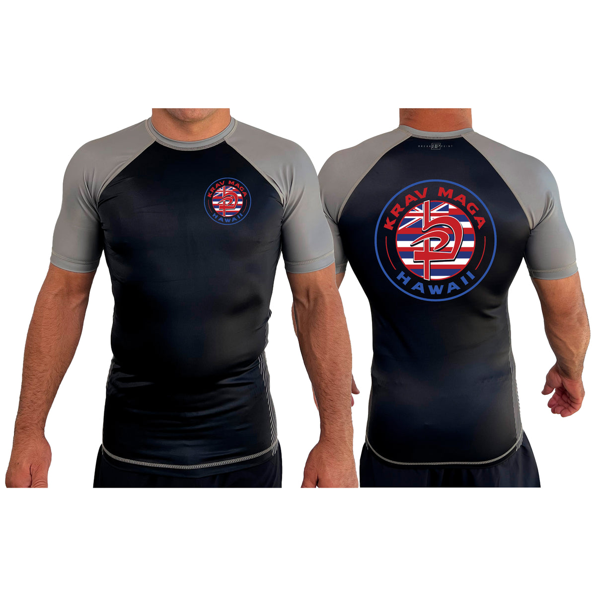 Krav Maga Hawaii All Black Ranked Short Sleeve Rash Guards #8166 A