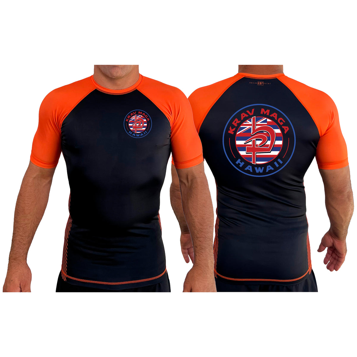 Krav Maga Hawaii All Black Ranked Short Sleeve Rash Guards #8166 A