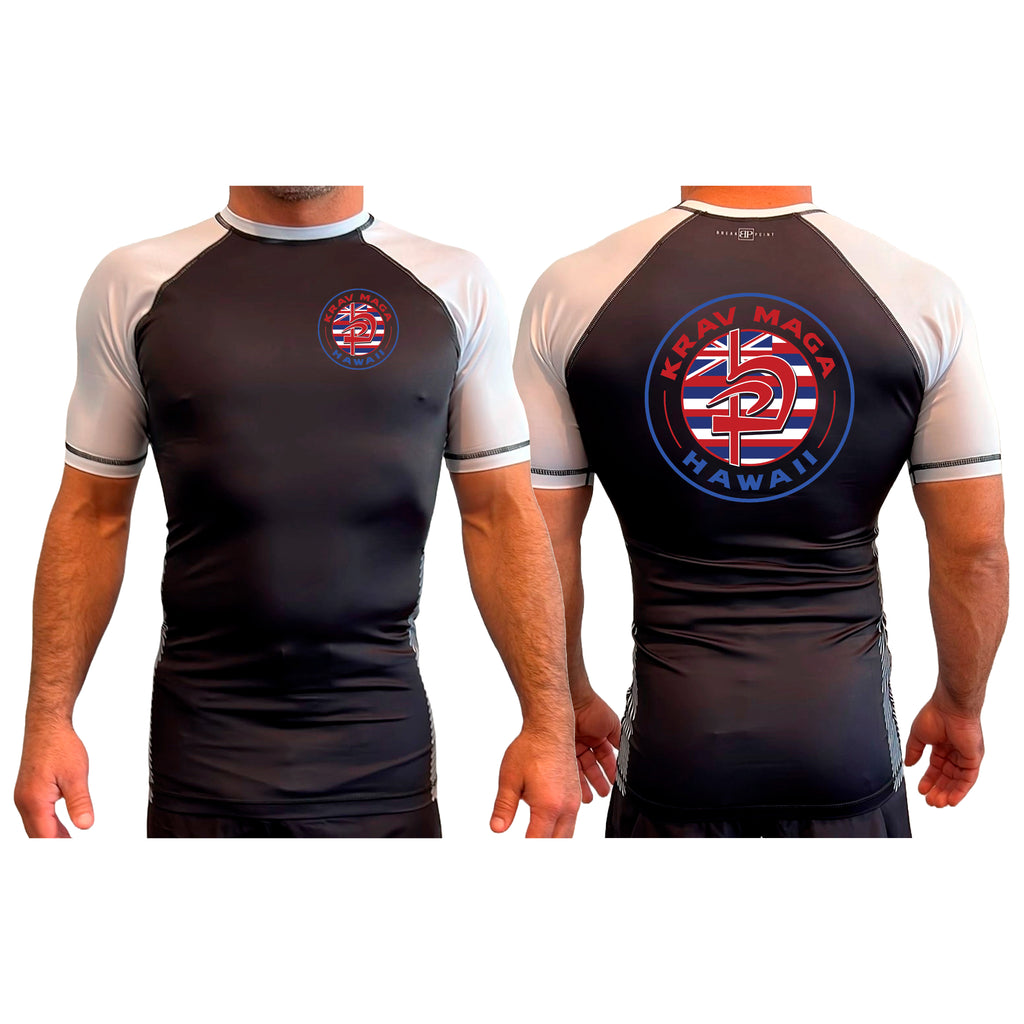 Krav Maga Hawaii All Black Ranked Short Sleeve Rash Guards #8166 A