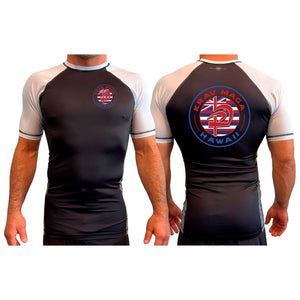 Krav Maga Hawaii All Black Ranked Short Sleeve Rash Guards #8166 A