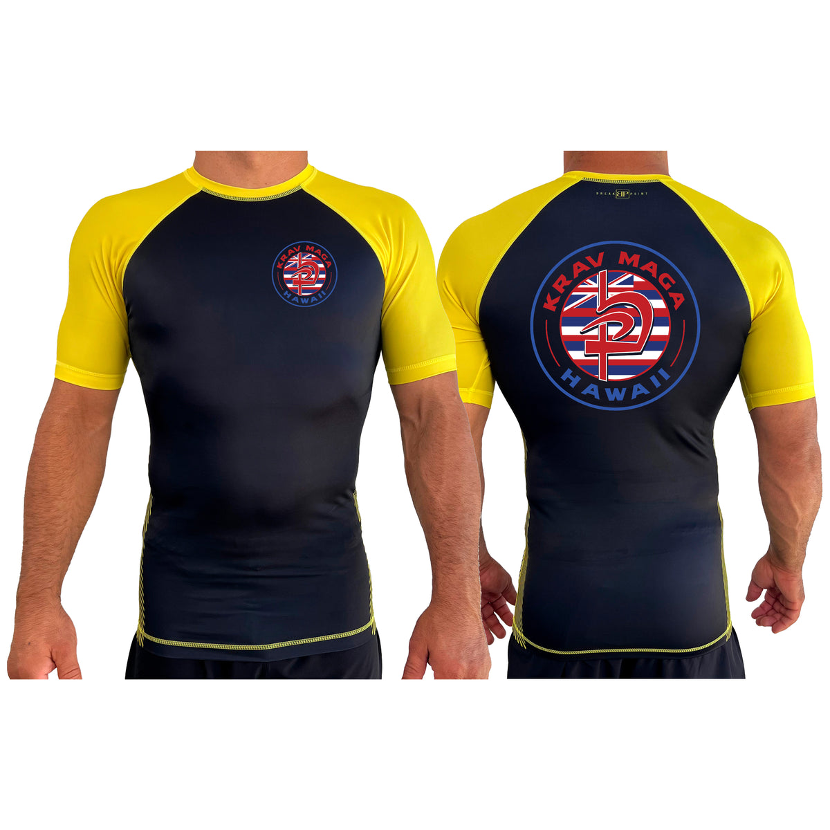 Krav Maga Hawaii All Black Ranked Short Sleeve Rash Guards #8166 A