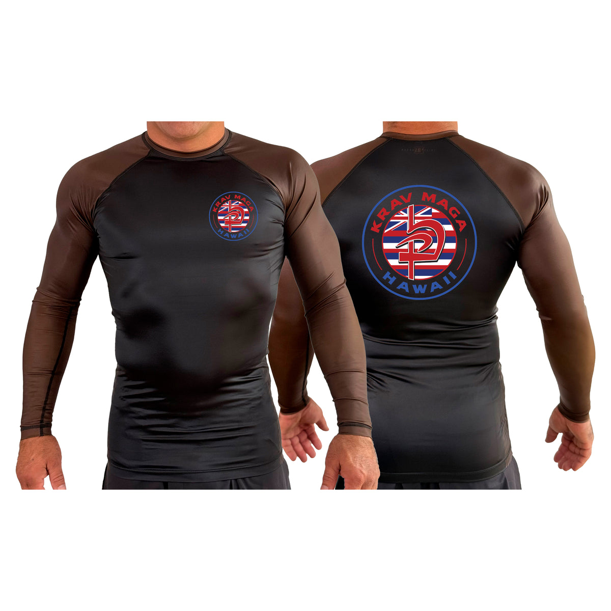 Krav Maga Hawaii All Black Ranked Long Sleeve Rash Guards #8166 A