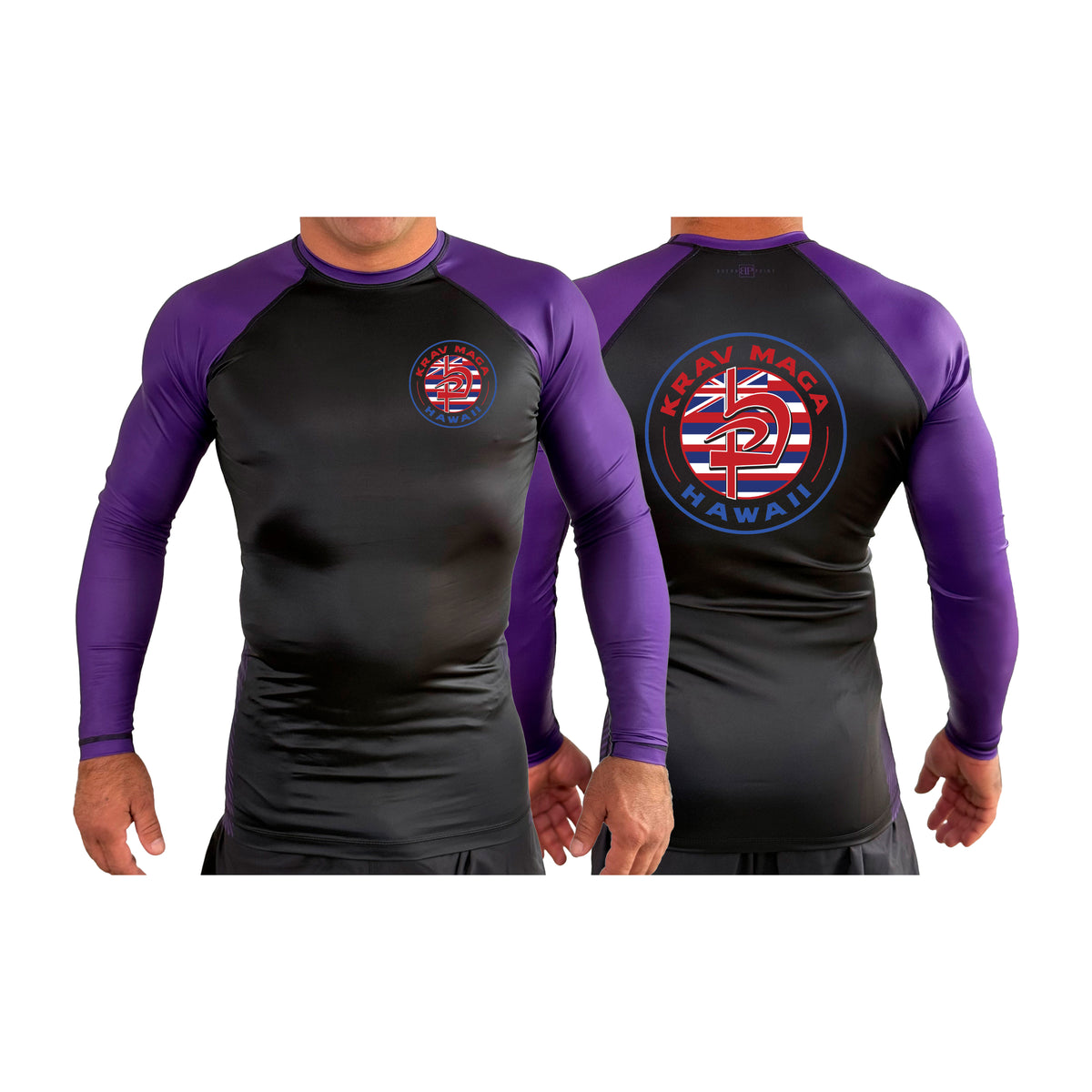 Krav Maga Hawaii All Black Ranked Long Sleeve Rash Guards #8166 A