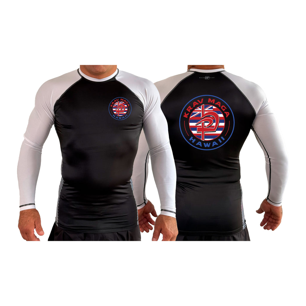 Krav Maga Hawaii All Black Ranked Long Sleeve Rash Guards #8166 A