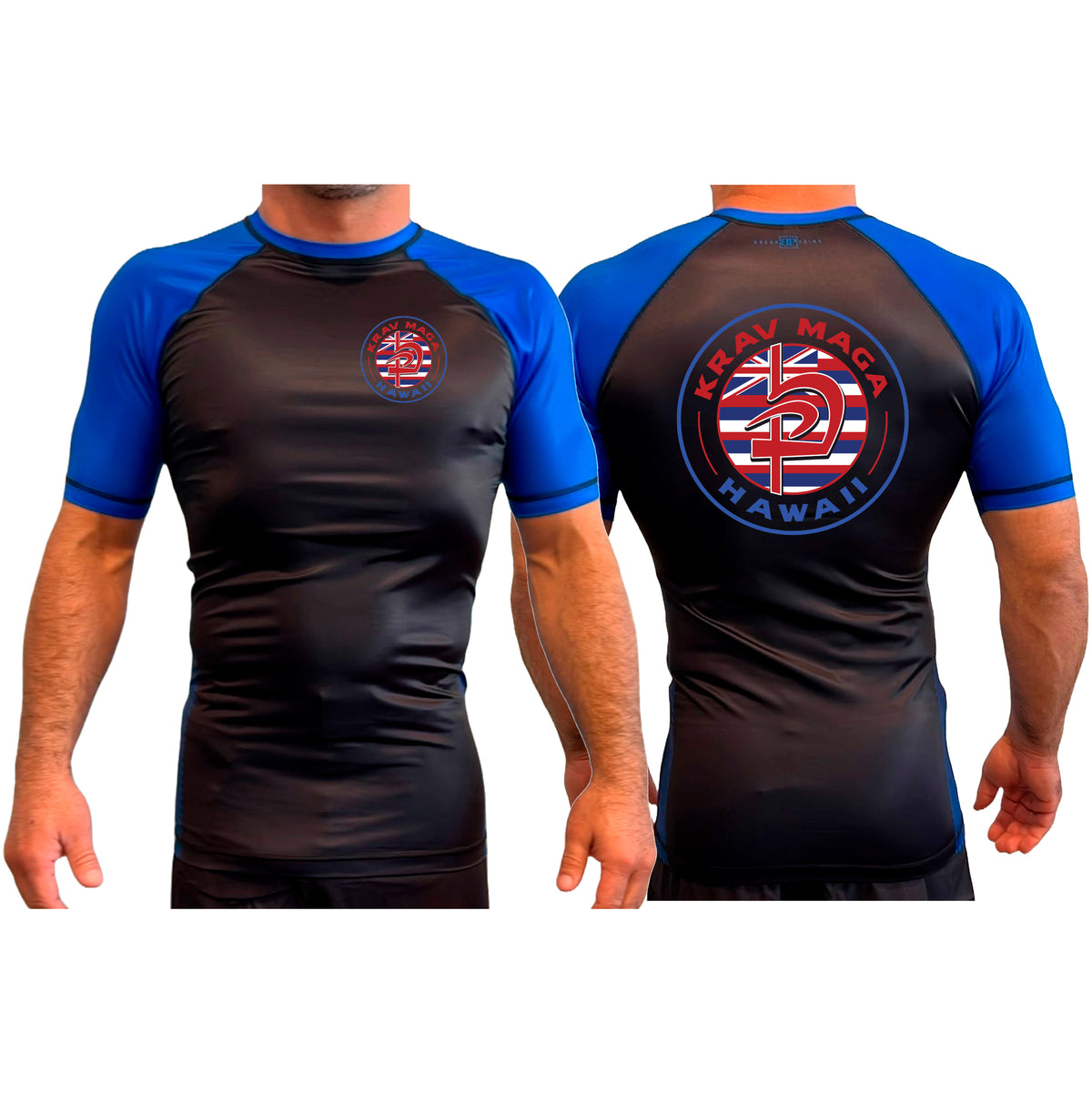 Krav Maga Hawaii All Black Ranked Short Sleeve Rash Guards #8166 A
