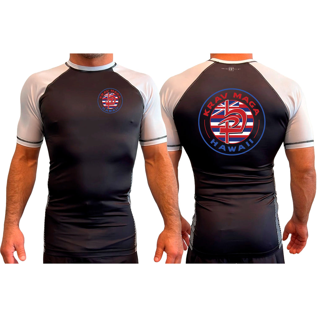 Krav Maga Hawaii All Black Ranked Short Sleeve Rash Guards #8166 A