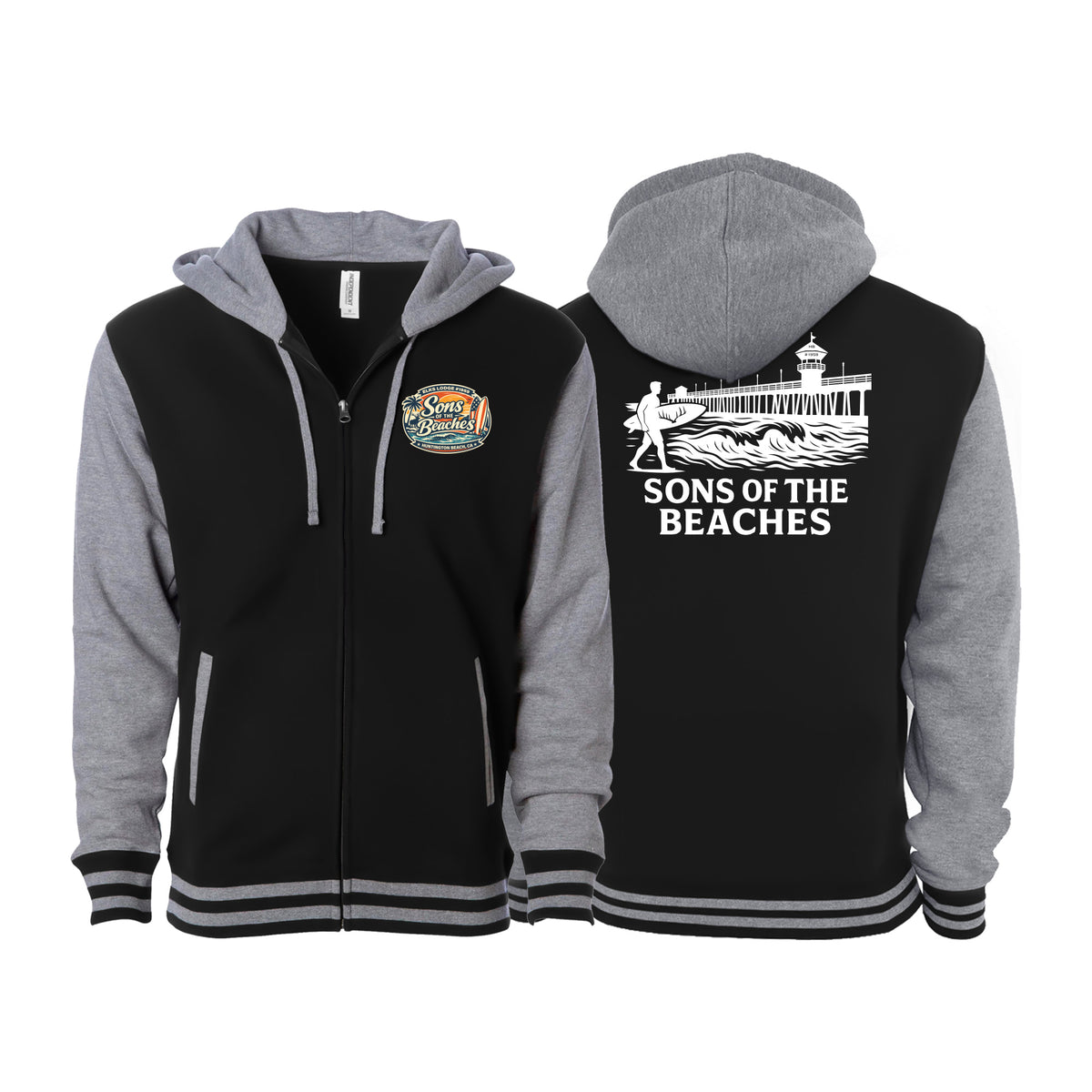 Elks Lodge HB Academy Varsity Zip-Up Hoodie #8167 B (Sons of the Beaches)