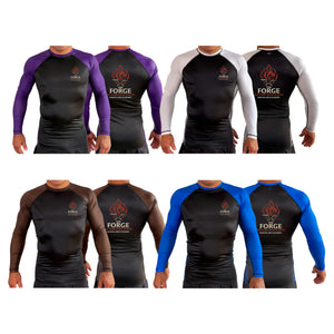 The Forge All Black Ranked Long Sleeve Rash Guards #8168 A