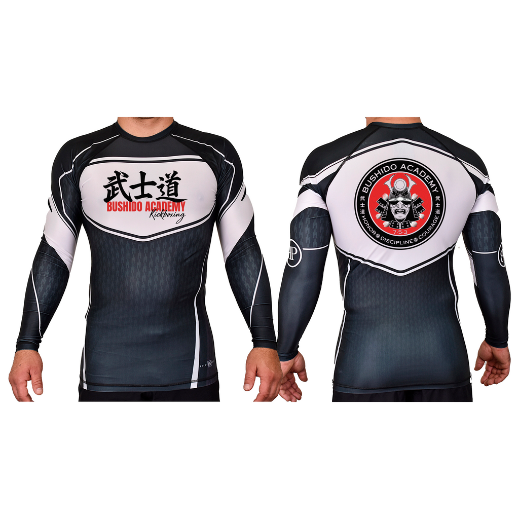 Bushido MMA Academy Rash Guards Black/White #8169 D