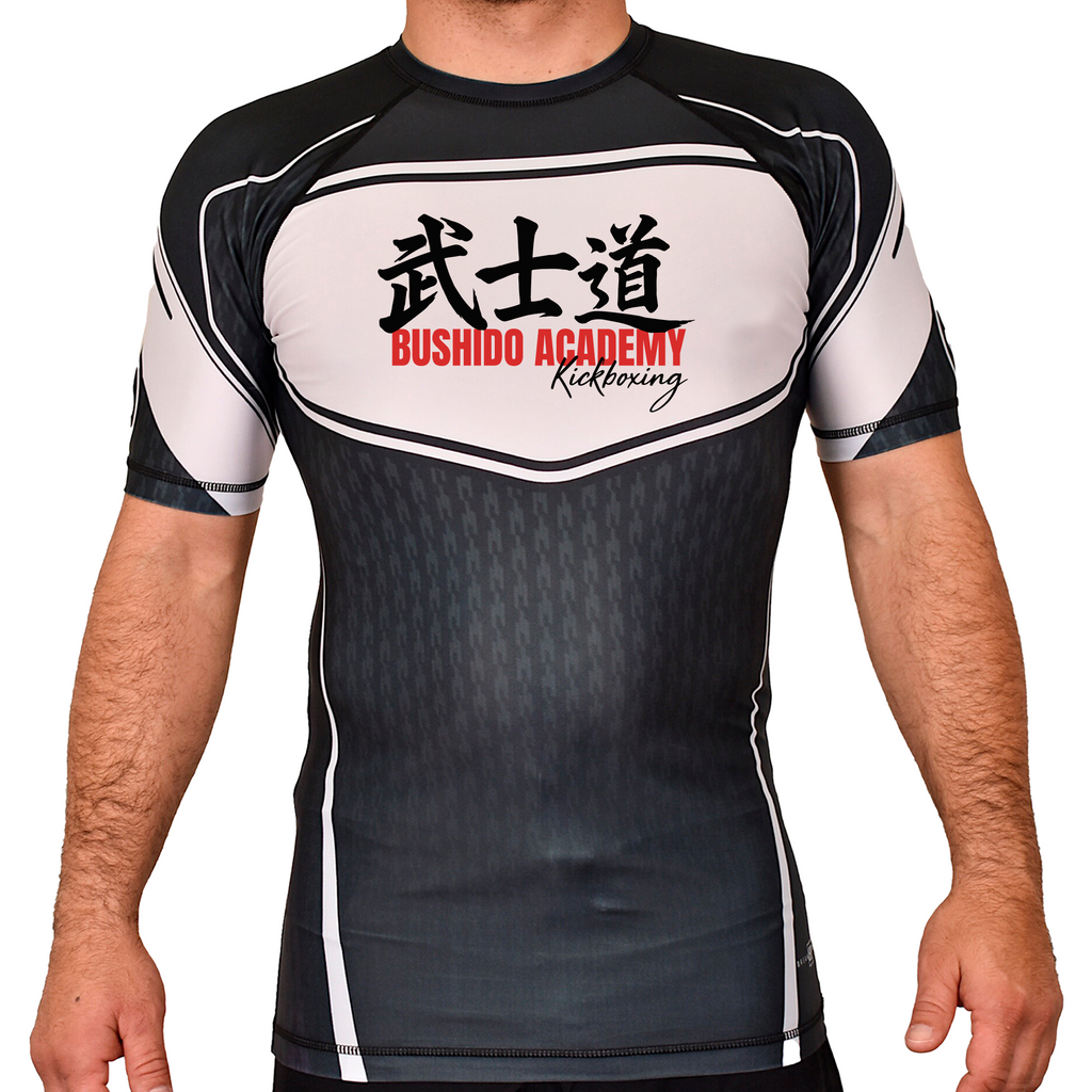 Bushido MMA Academy Rash Guards Black/White #8169 D