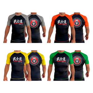 Bushido MMA All Black Ranked Short Sleeve Rash Guards #8169 D