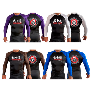 Bushido MMA All Black Ranked Long Sleeve Rash Guards #8169 D