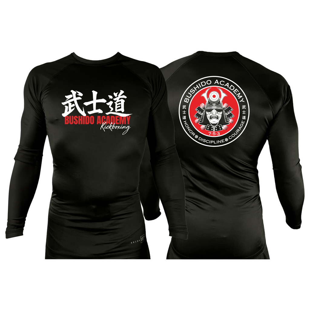 Bushido MMA All Black Rash Guards Long Sleeves #8169 D