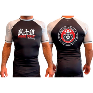 Bushido MMA All Black Ranked Short Sleeve Rash Guards #8169 D