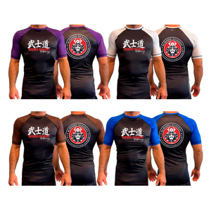 Bushido MMA All Black Ranked Short Sleeve Rash Guards #8169 D