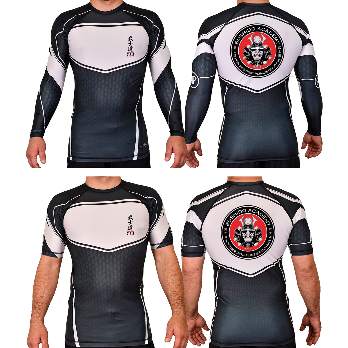 Bushido MMA Academy Rash Guards Black/White #8169 G