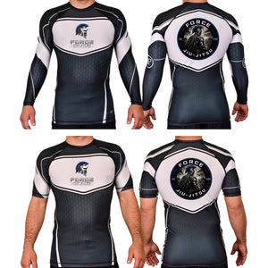 Force Jiu-Jitsu Academy Rash Guards Black/White #8170 A