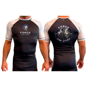 Force Jiu-Jitsu All Black Ranked Short Sleeve Rash Guards #8170 A