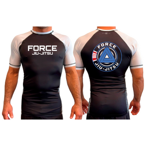 Force MMA All Black Ranked Short Sleeve Rash Guards #8170 A