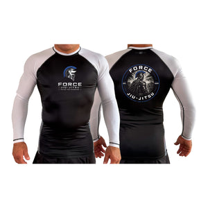 Force Jiu-Jitsu All Black Ranked Long Sleeve Rash Guards #8170 A
