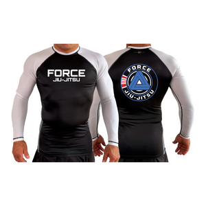 Force MMA All Black Ranked Long Sleeve Rash Guards #8170 A