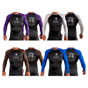 Force Jiu-Jitsu All Black Ranked Long Sleeve Rash Guards #8170 A