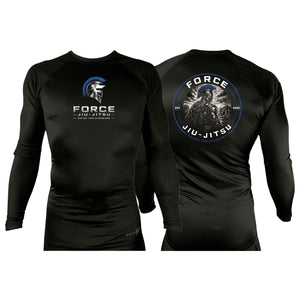 Force Jiu-Jitsu All Black Rash Guards Long Sleeves #8170 A