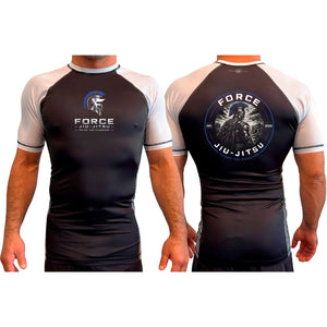Force Jiu-Jitsu All Black Ranked Short Sleeve Rash Guards #8170 A