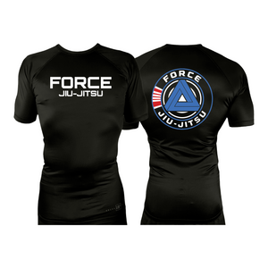 Force MMA All Black Rash Guards Short Sleeves #8170 A