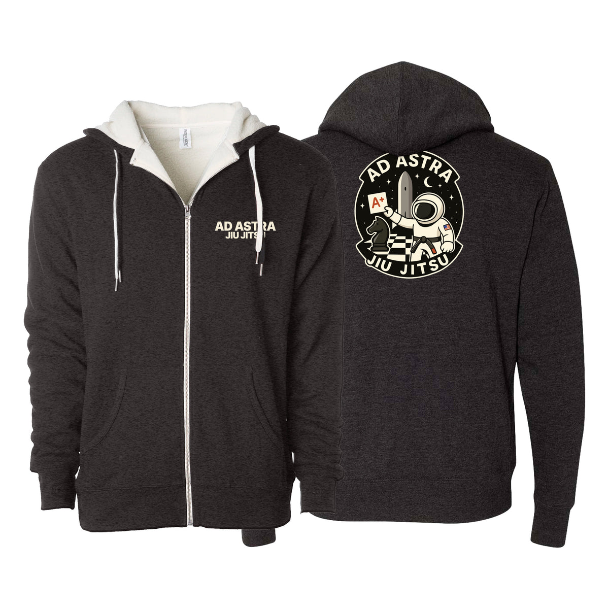 Mars Jiu Jitsu Club Sherpa Lined Zip-Up Hoodie #8171 D