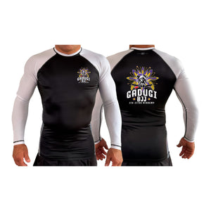 Gadugi BJJ All Black Ranked Long Sleeve Rash Guards #8173 A