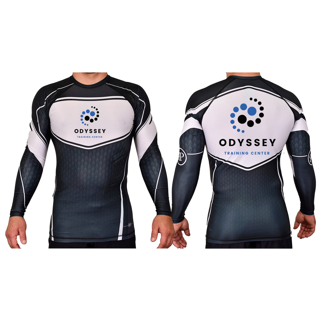 Odyssey Training Center Academy Rash Guards Black/White #8174 A