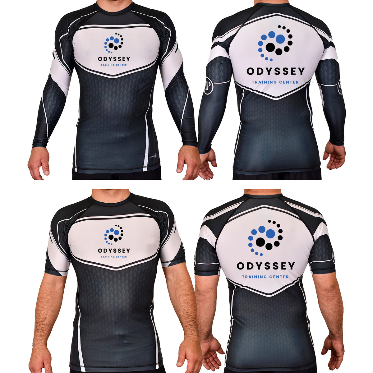 Odyssey Training Center Academy Rash Guards Black/White #8174 A