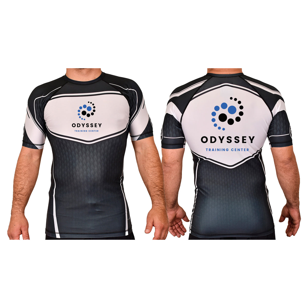Odyssey Training Center Academy Rash Guards Black/White #8174 A